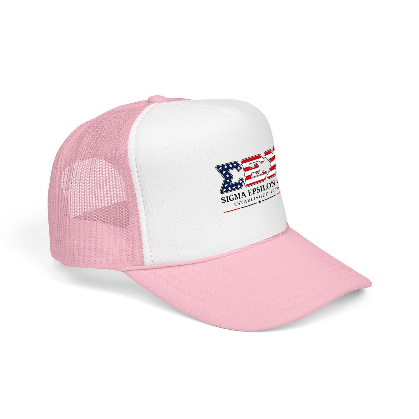 Sigma Epsilon Chi Patriotic Foam Trucker Hat — Established 1776