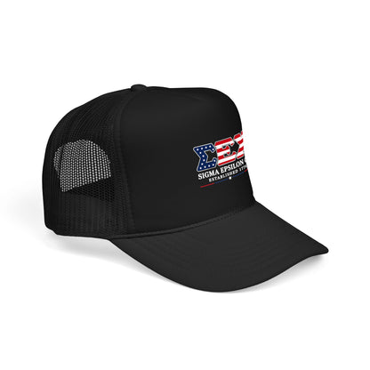 Sigma Epsilon Chi Patriotic Foam Trucker Hat — Established 1776