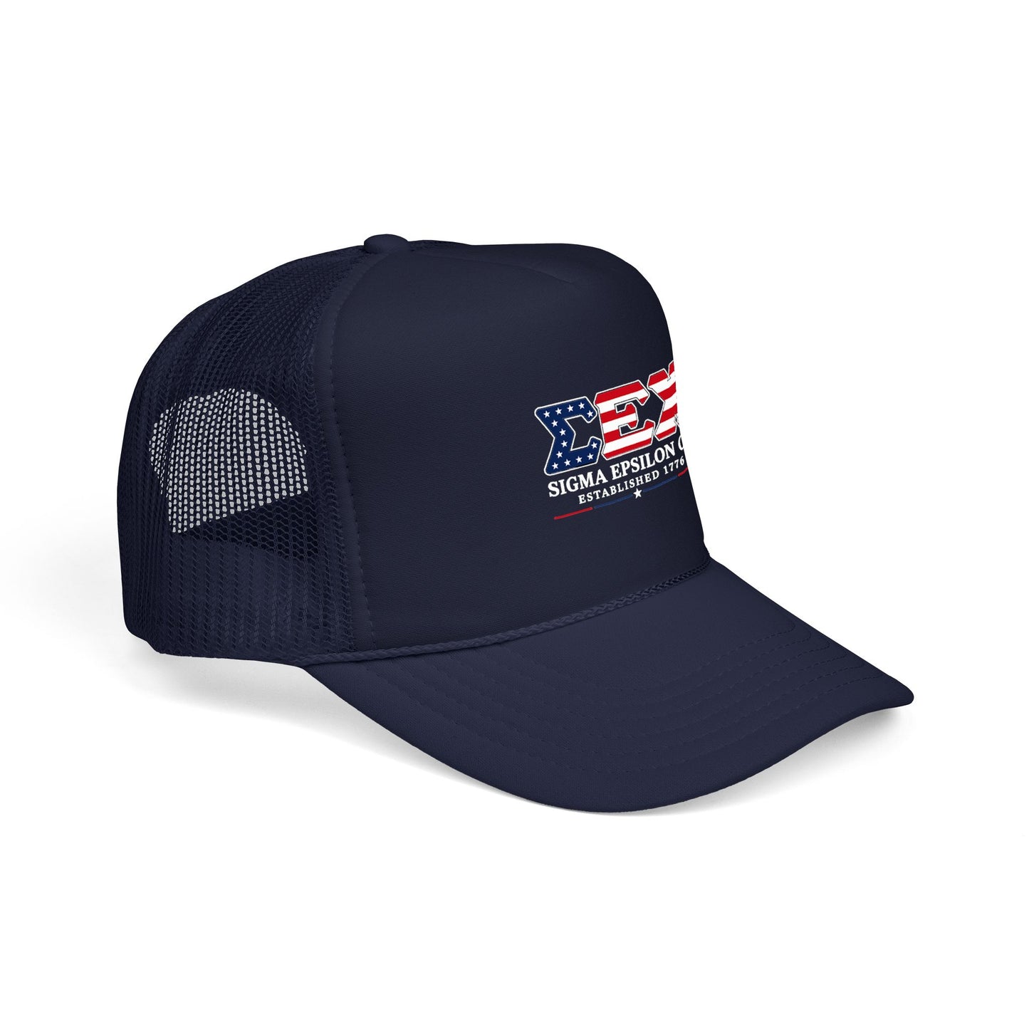 Sigma Epsilon Chi Patriotic Foam Trucker Hat — Established 1776