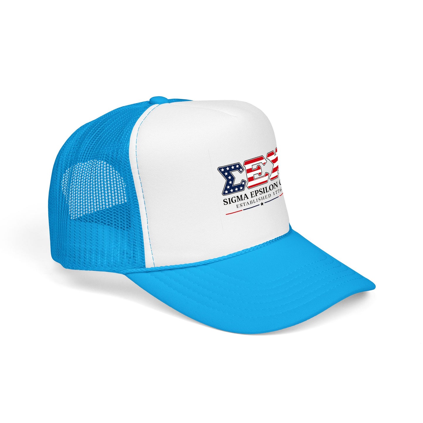 Sigma Epsilon Chi Patriotic Foam Trucker Hat — Established 1776