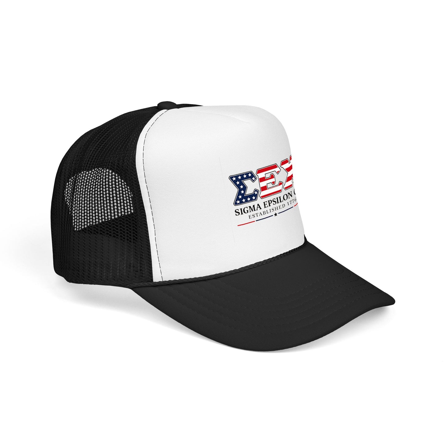 Sigma Epsilon Chi Patriotic Foam Trucker Hat — Established 1776